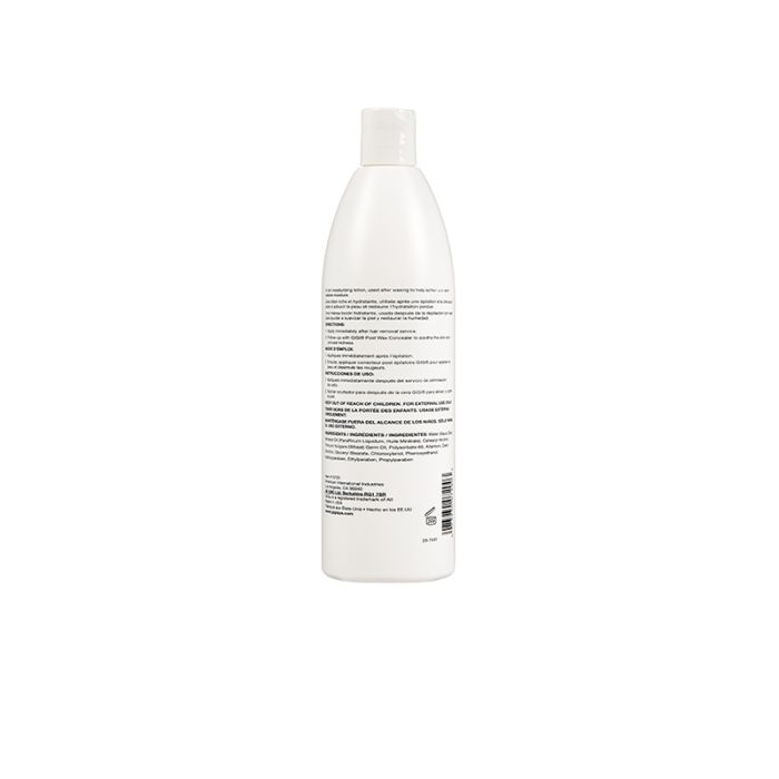 Back of GiGi Post Epilation Lotion bottle with product information & barcode
