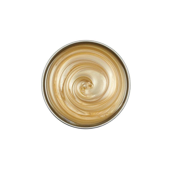 Top view of an open can of Satin Smooth Pure Soywax Wax showing its creamy golden pearl-like color