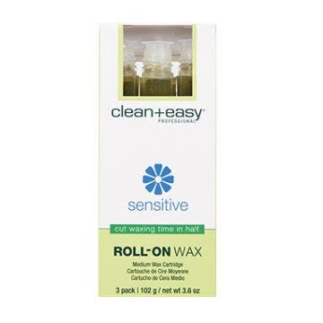 Packaging in the front view of a medium sensitive wax cartridge with label text